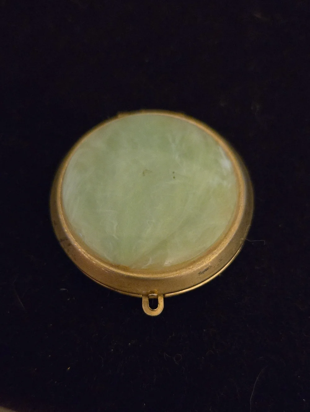 Vintage West Germany Double Mirror Compact Purse Charm, Green Faux Alabaster